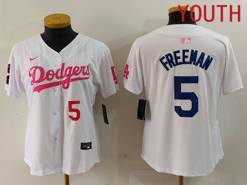 Youth Los Angeles Dodgers #5 Freeman White joint name 2024 Nike MLB Jersey style 9123->indianapolis colts->NFL Jersey